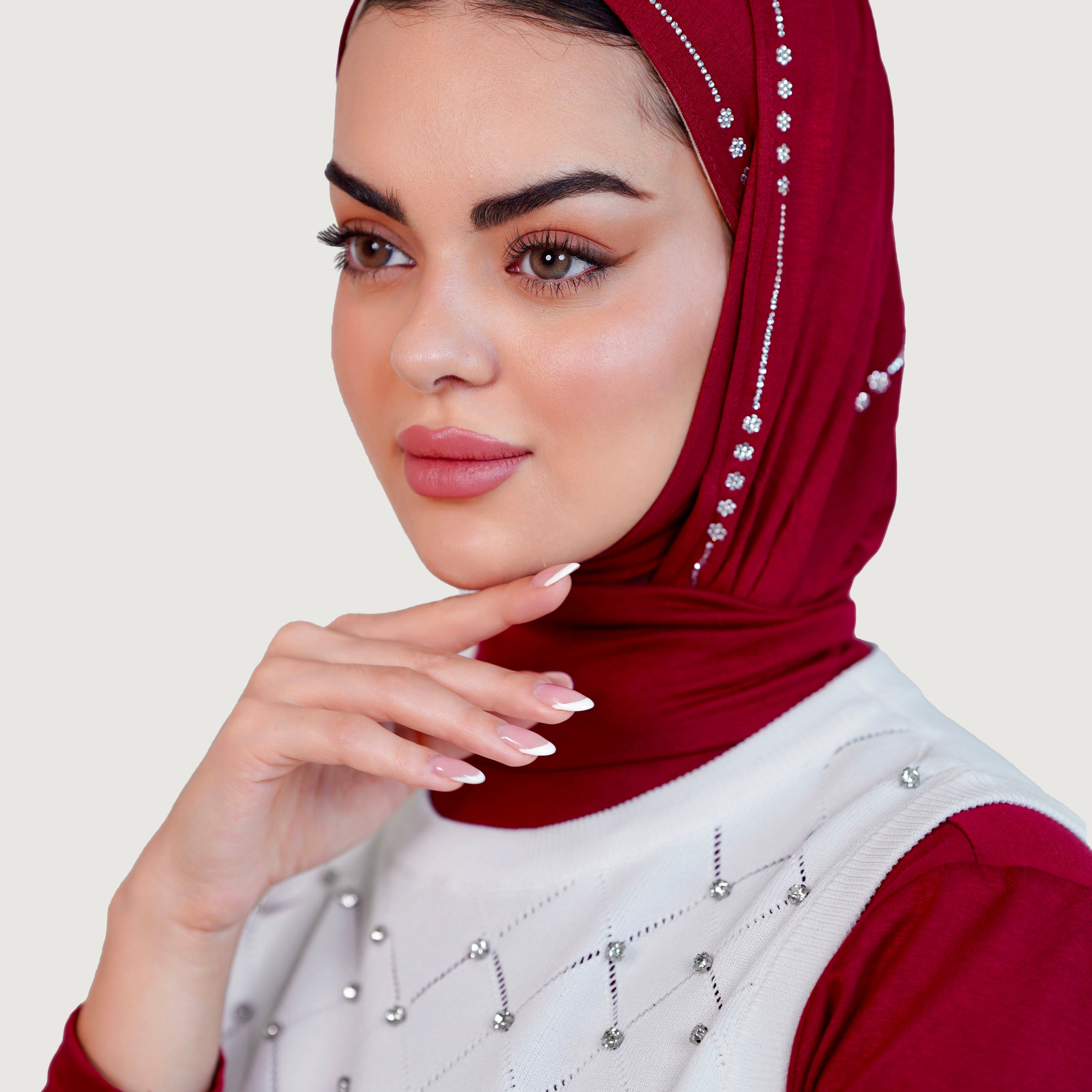 Set : Mini Stone Hijab Matching With Full Top