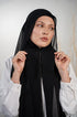 Black magnet hijab with cotton cap and chiffon scarf – Nawara