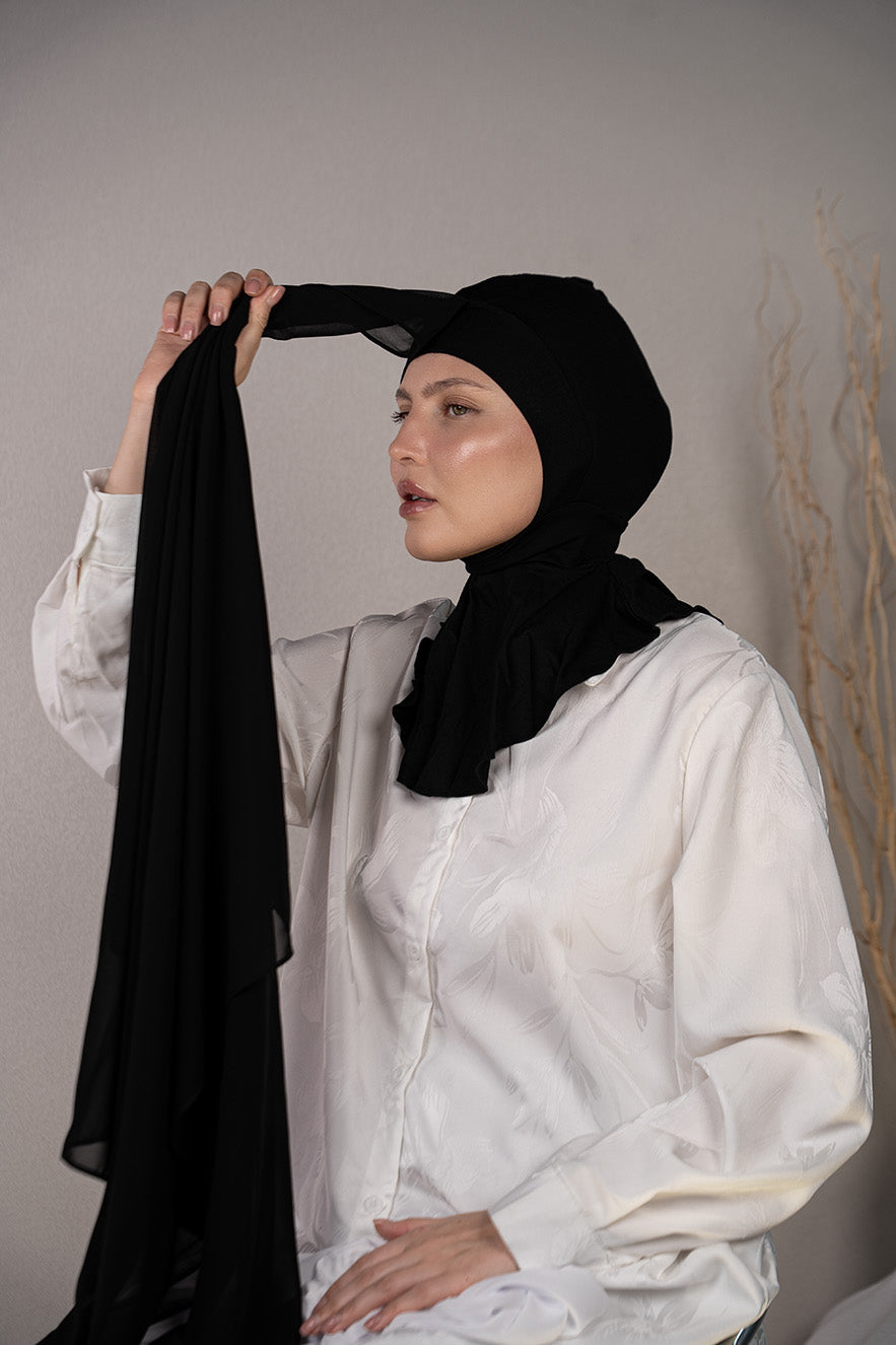 Black Ninja Hijab details | Nawara