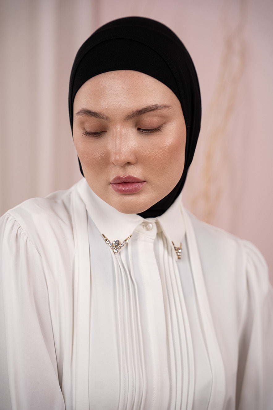 Blue Two-Piece Cotton Hijab with Matching Cap | Nawara UAE