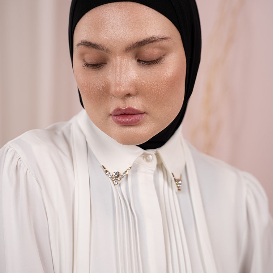Blue Two-Piece Cotton Hijab with Matching Cap | Nawara UAE