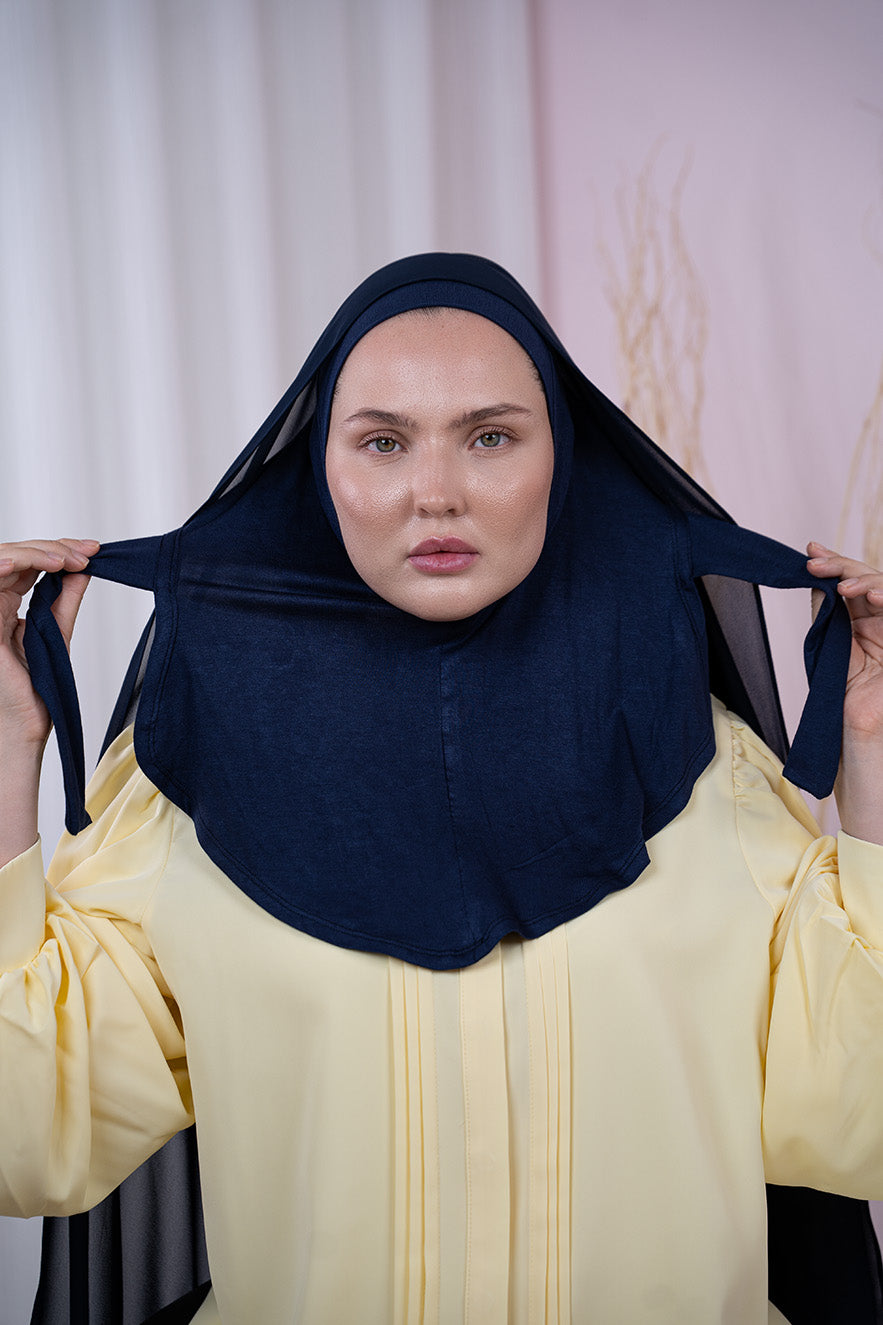 Blue Magic Chiffon Hijab with built-in cotton cap | Nawara