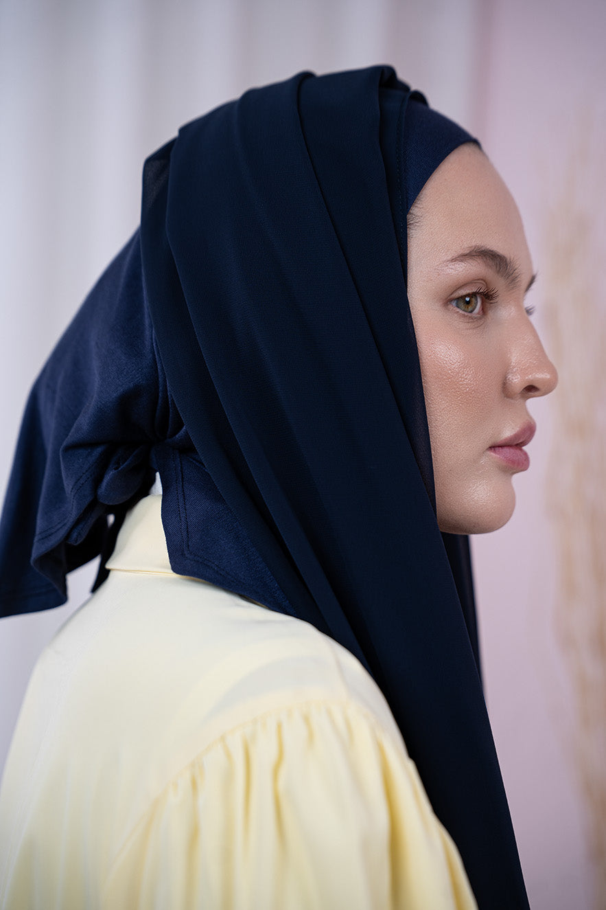 Blue Magic Chiffon Hijab side View | Nawara 