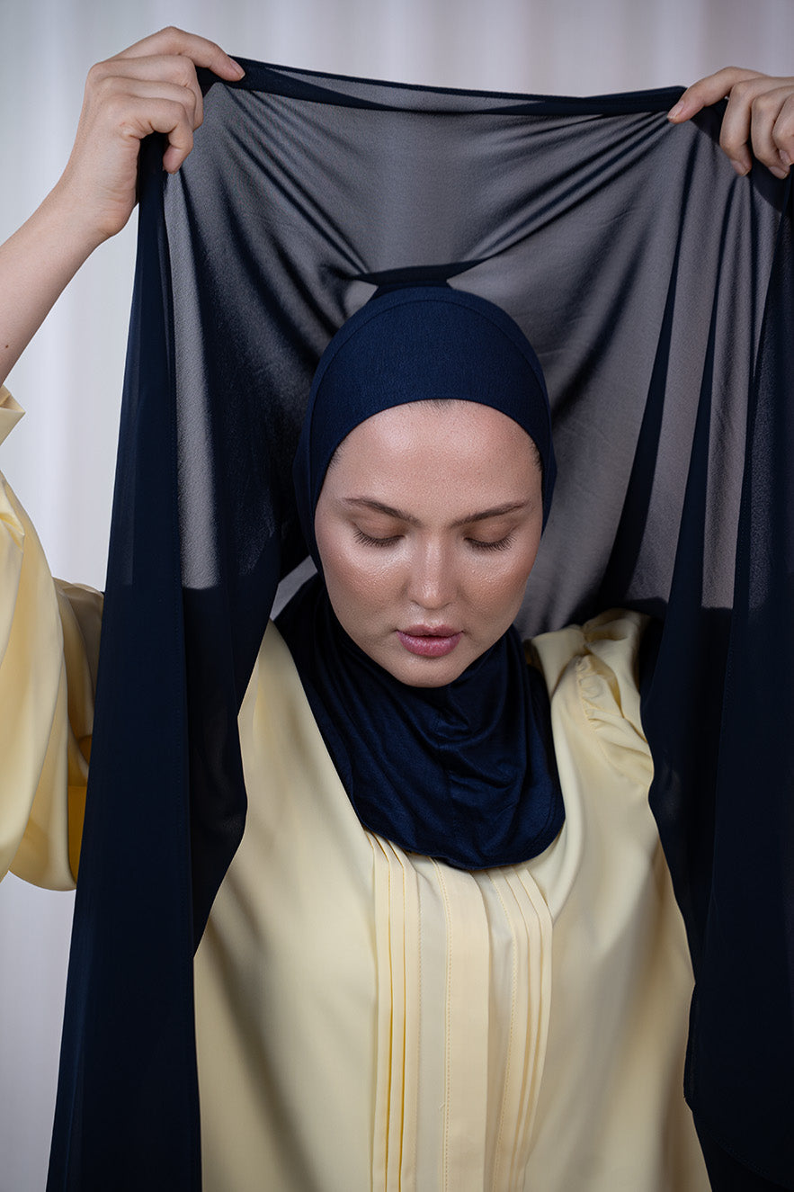 Blue Magic Chiffon Hijab details | Nawara 