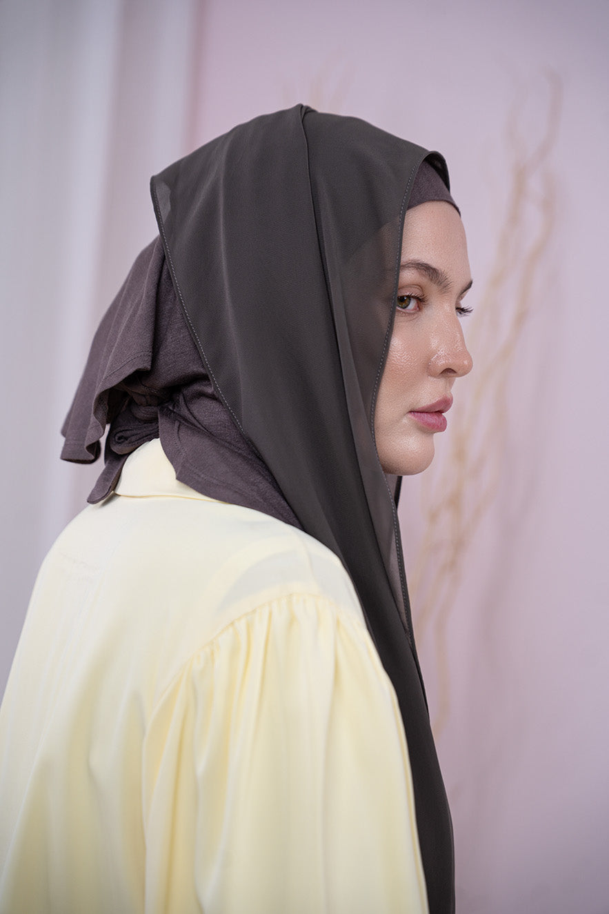 Mocha Magic Chiffon Hijab side View | Nawara 