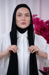 Black Magic Chiffon Hijab Front View | Nawara 