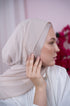 BeigeMagic Chiffon Hijab side View | Nawara 