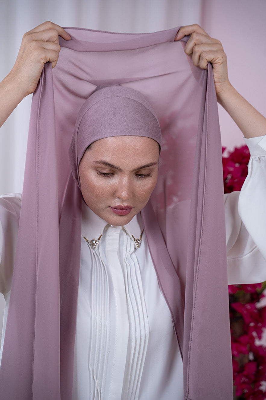 Pink Magic Chiffon Hijab details | Nawara 