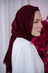 Burgundy Magic Chiffon Hijab side View | Nawara 