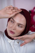Burgundy Magic Chiffon Hijab close-up | Nawara 