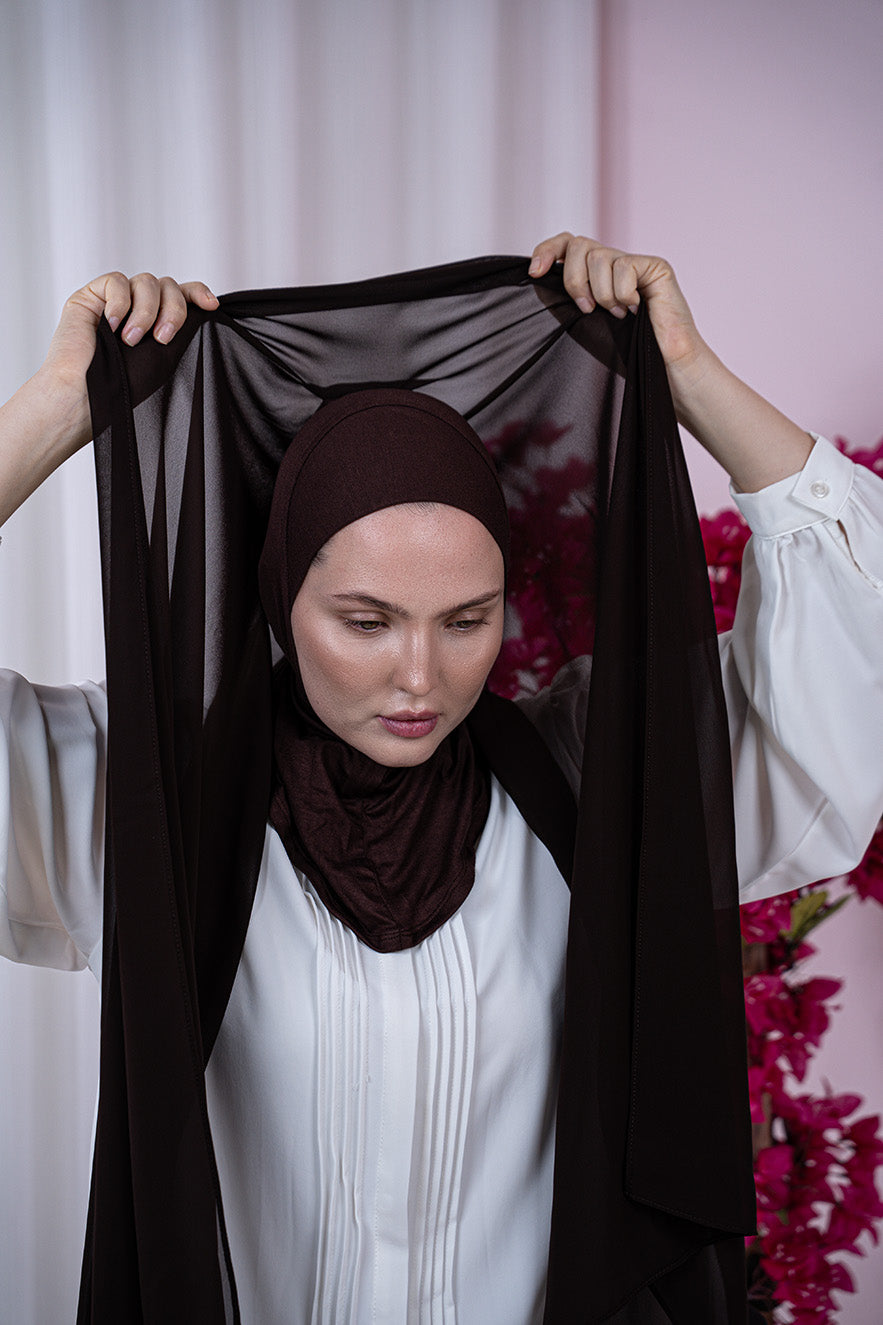 Burgundy Magic Chiffon Hijab details | Nawara 