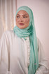 Tiffany blue Premium Chiffon Hijab Front View | Nawara Hijab