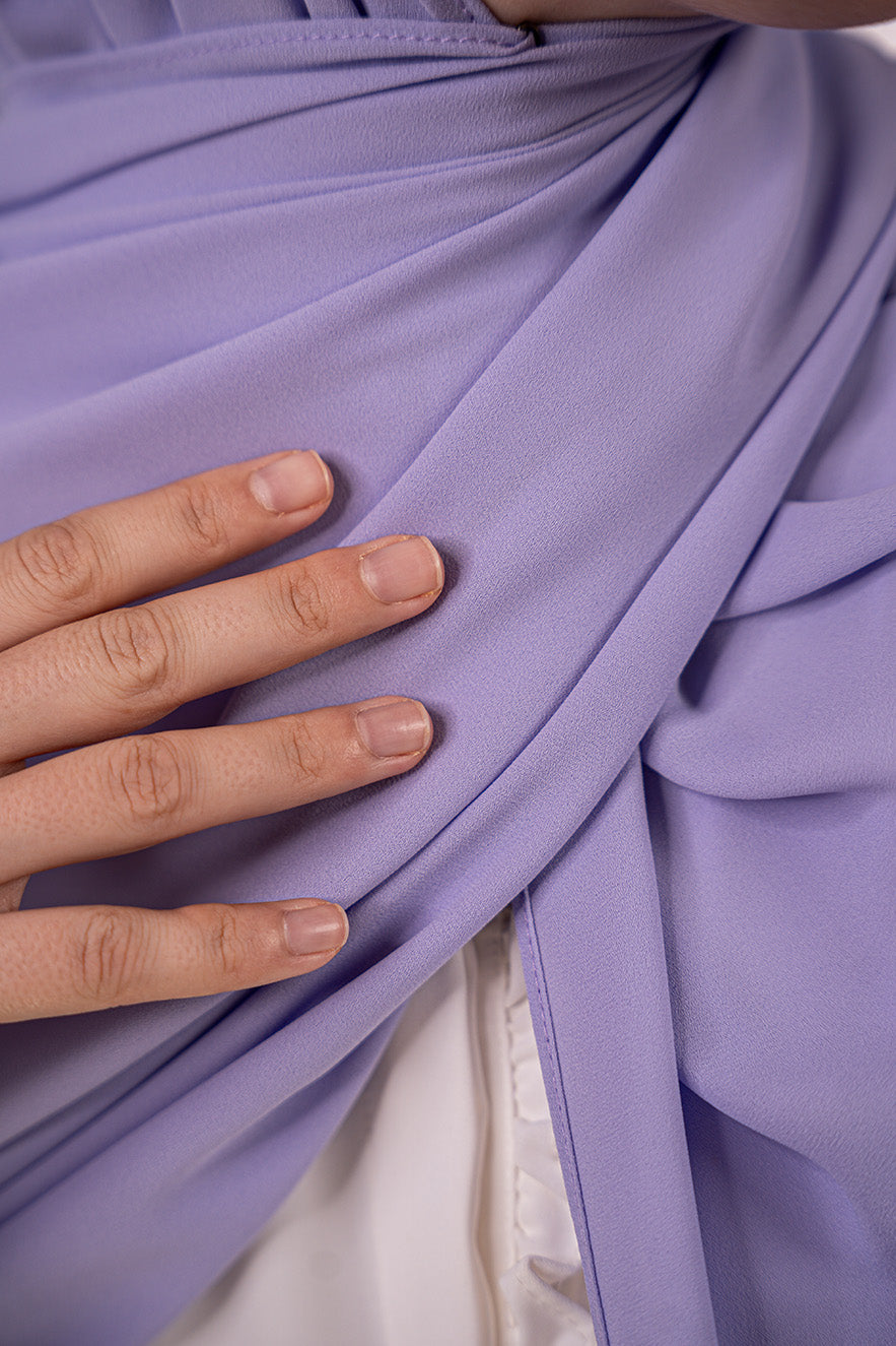 Purple Premium Chiffon Hijab details | Nawara Hijab