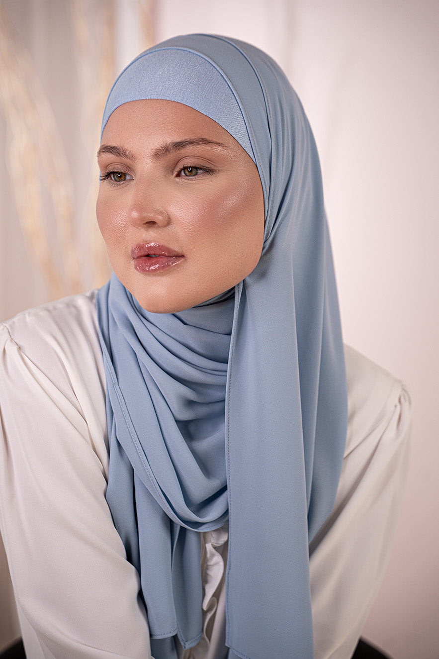 Desert sky Premium Chiffon Hijab Front View | Nawara Hijab