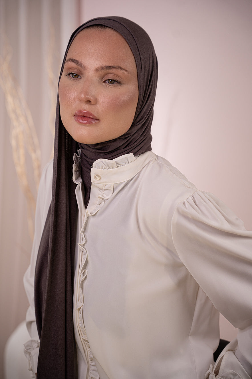 Mocha Nawara Sheila front view | Nawara Hijab